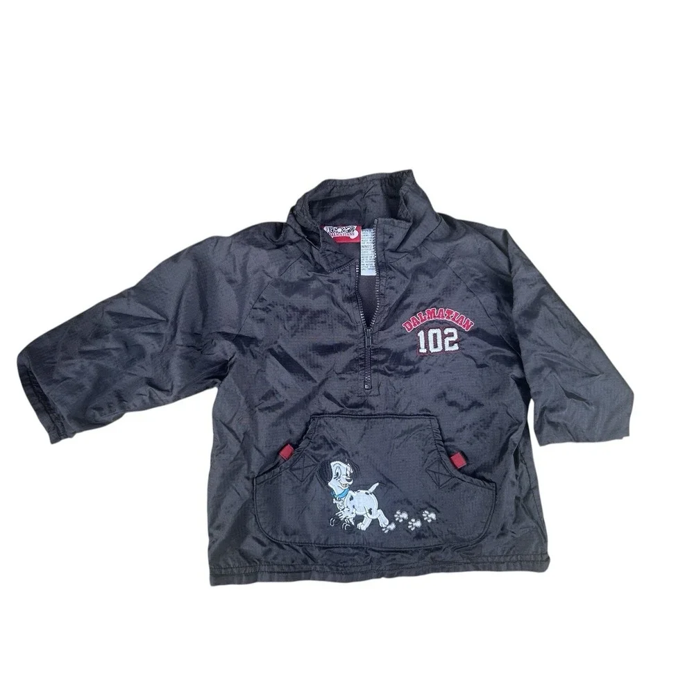 Vintage Y2K Disney‎ 102 Dalmatians Pullover Windbreaker Jacket Black 2T Retro
